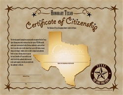 Honorary Texan Certificate
